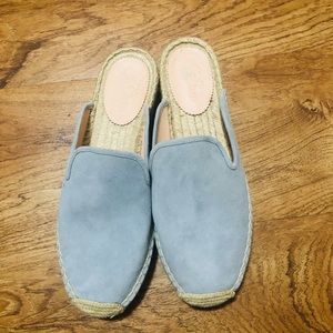 J. Crew Blue Suede Espadrille Slides